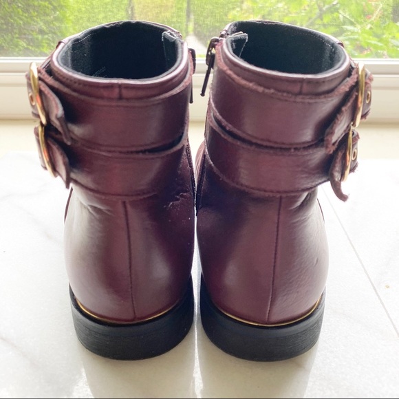 Zara Girls Burdundy Wine short leather Booties - Picture 3 of 5
